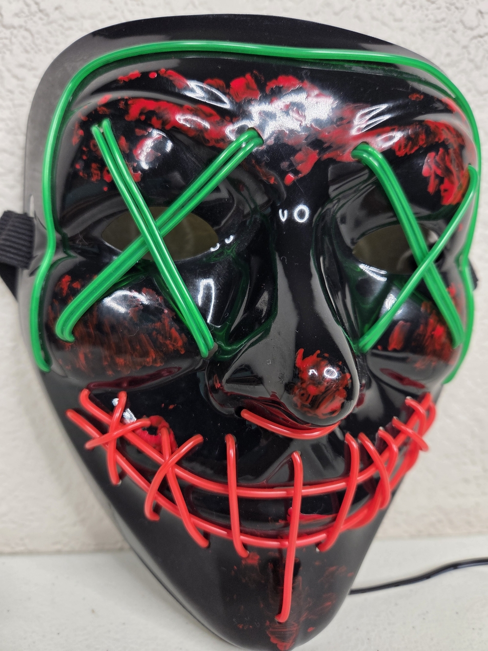 LED Light Up Purge Style Face Mask Halloween Black Green Red One Size